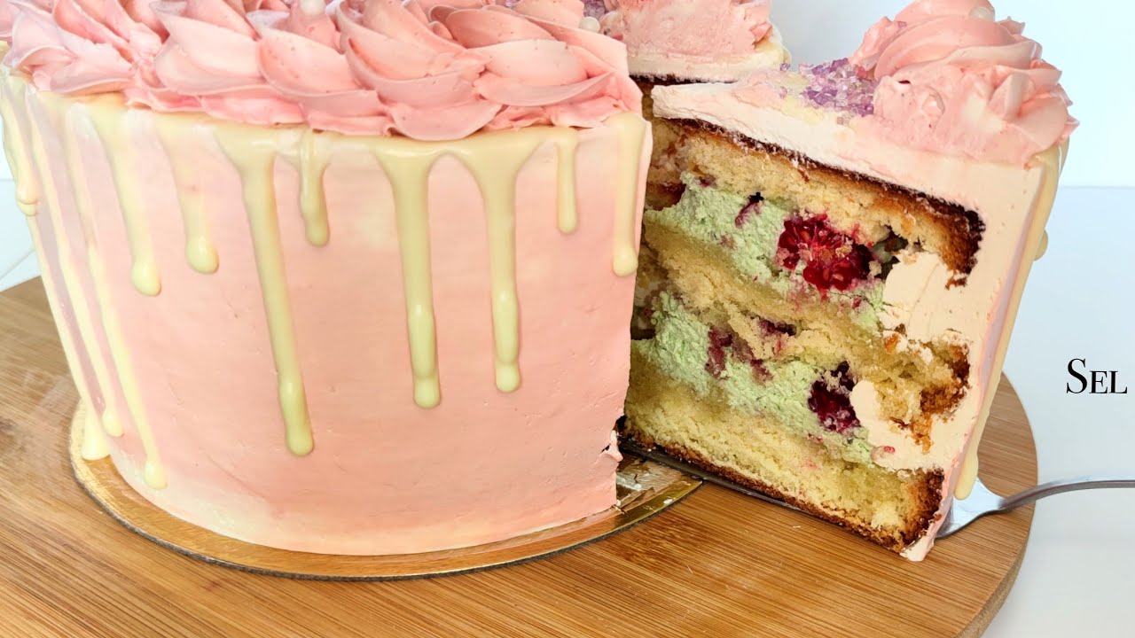 Recette du drip cake framboise pistache 🌸 / Recette layer cake 🌸 / Recette gâteau d'anniversaire 🌸