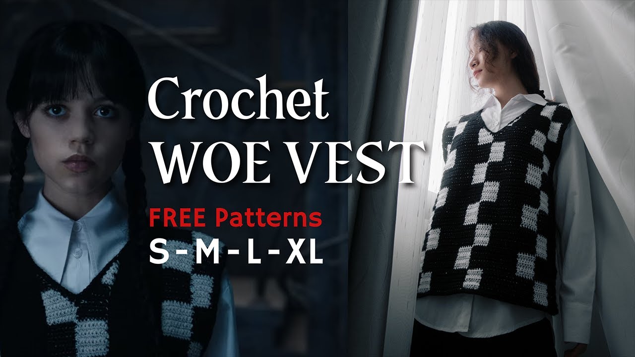 Wednesday Crochet Vest - In-depth Tutorial - FREE Pattern S M L XL