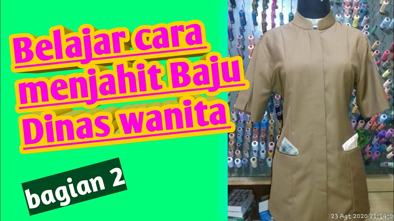 Cara menjahit baju kerja wanita||kerah shanghai||baju dinas