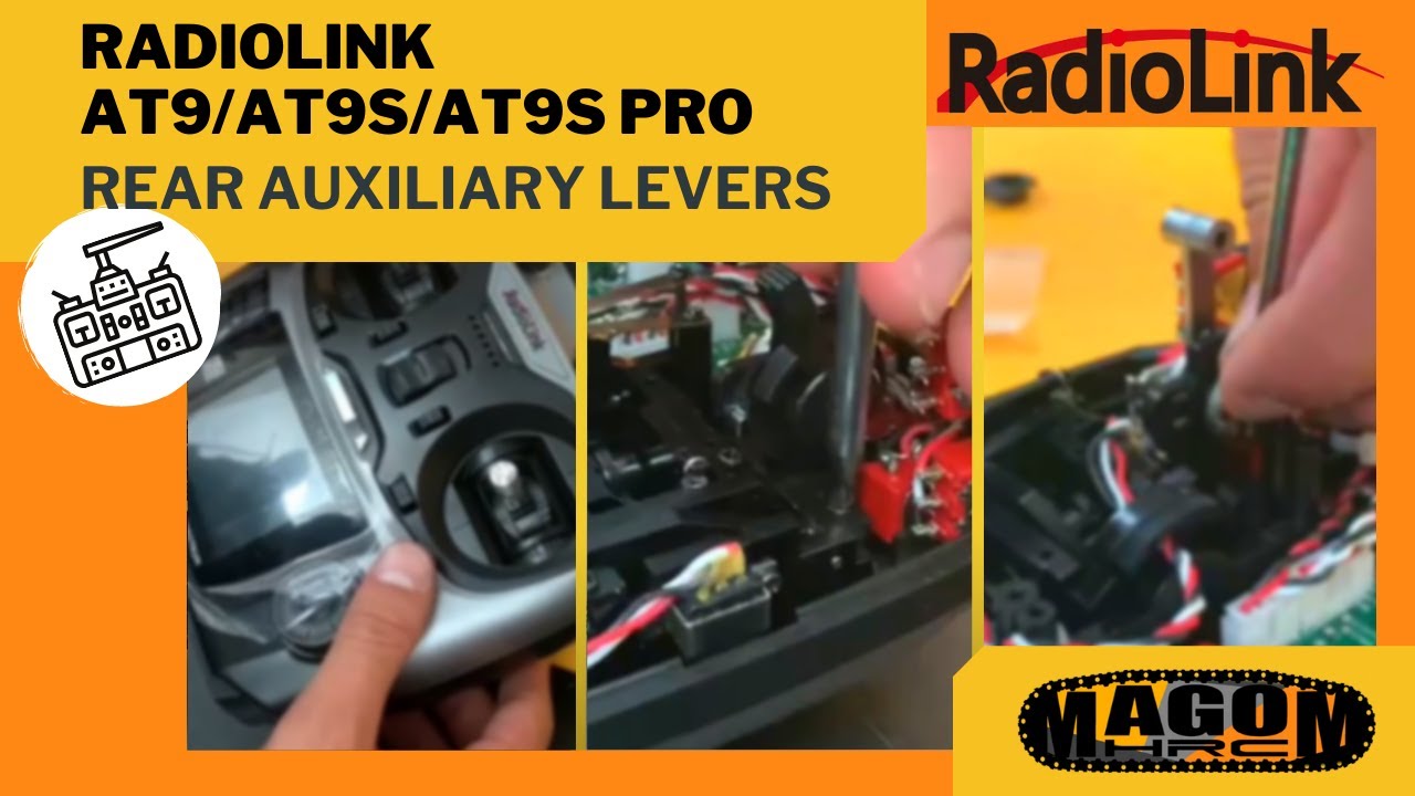 How to install the rear auxiliary levers on Radiolink AT9S - Tutorial | MAGOM HRC
