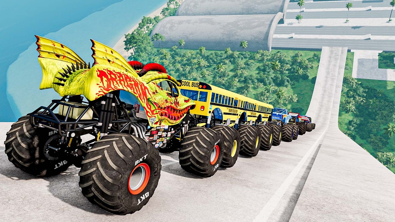 Epic High Speed Monster Jumps #197 | Monster Trucks & Cars - Beamng Drive
