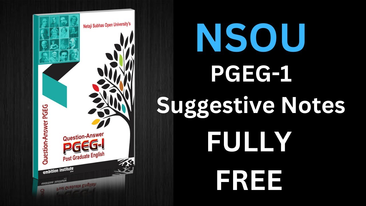 English Paper-1 | PGEG-1 |  | NSOU Suggestive Notes | PG Assignment | Netaji Subhas Open University