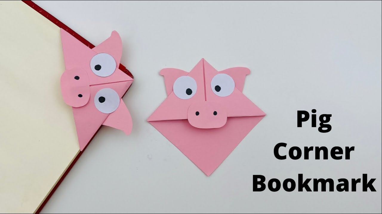DIY Paper PIG Corner Bookmark!!! Paper Crafts For School / Origami Bookmark / Paper Craft
