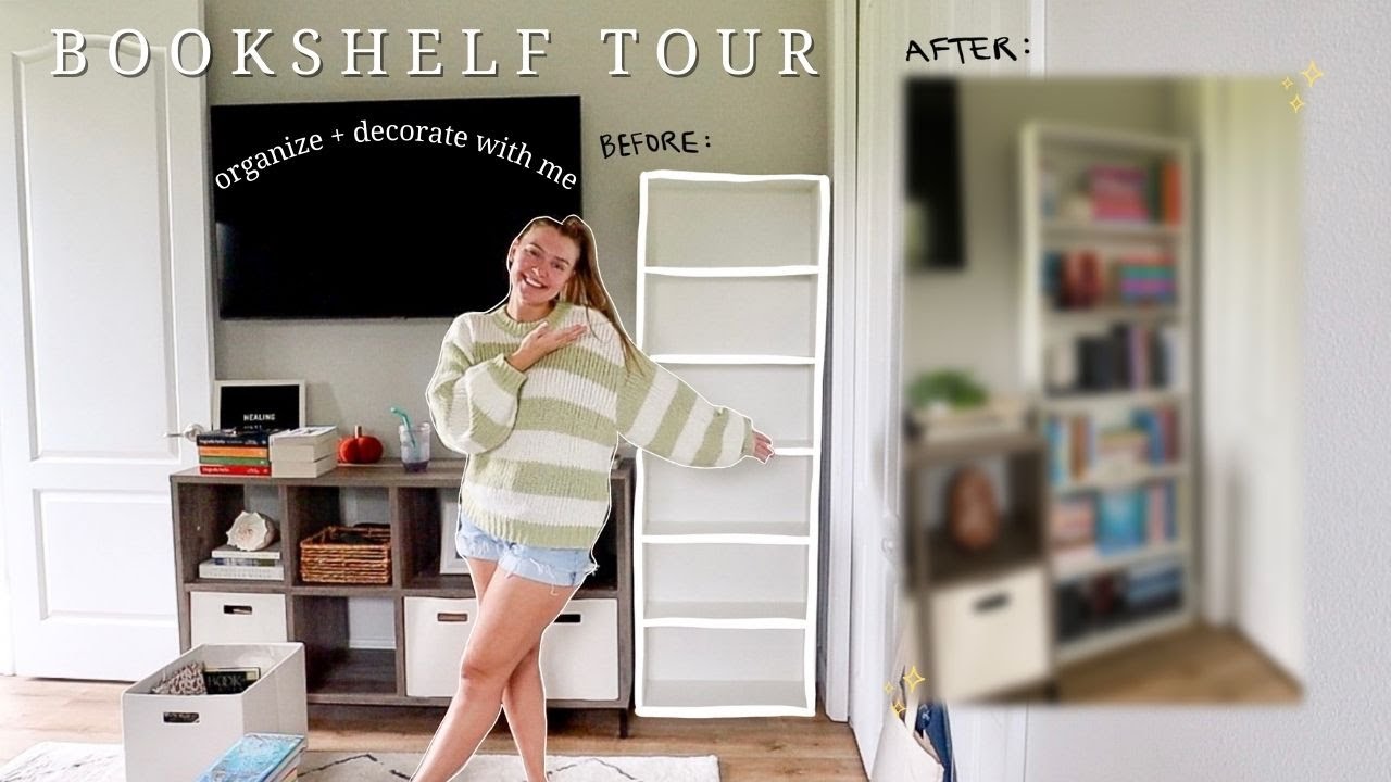 bookshelf tour!! organizing & decorating my new shelf + book haul!