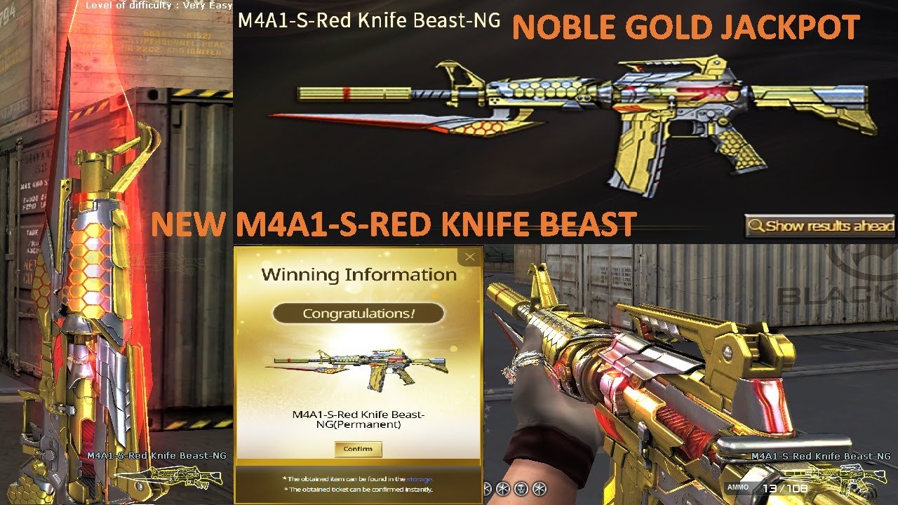 NEW M4A1-S-RED KNIFE BEAST-NOBLE GOLD JACKPOT CROSSFIRE PH