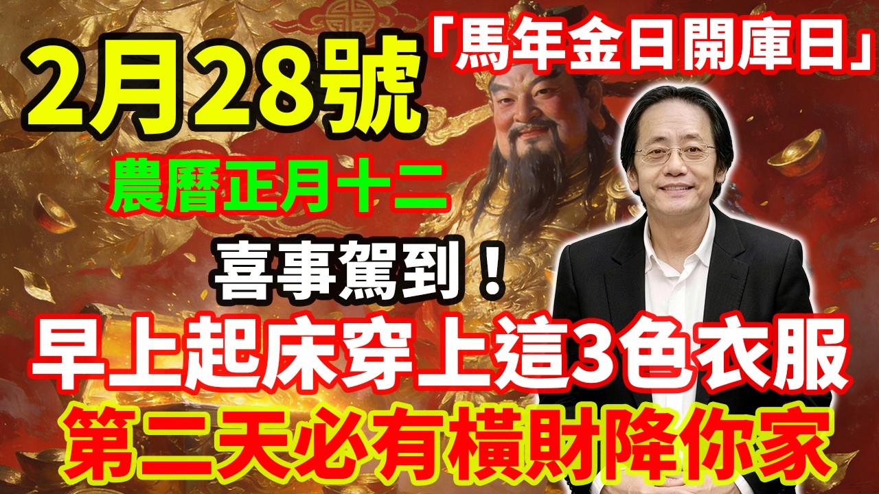 喜事駕到！2月28號，農曆正月十二，「馬年金日開庫日」，早上起床穿上這3色衣服，第二天必有橫財降你家，菩薩保你正財橫財大爆發！#佛學 #佛淨 #佛陀 #佛法 #佛教 #修行
