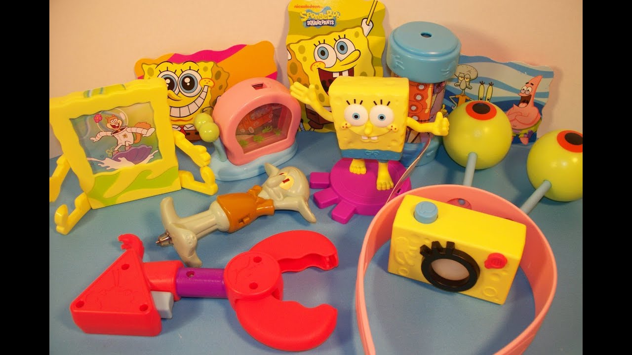 2011 SPONGEBOB SQUAREPANTS BIKINI BOTTOM SOUVENIR SHOPPE SET OF 8 BURGER KING TOYS VIDEO REVIEW
