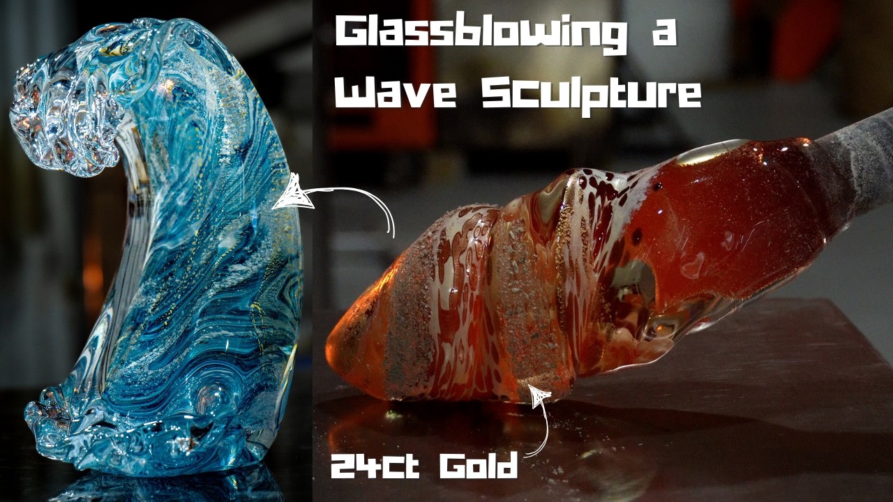 Glassblowing a 24ct Gold Wave Sculpture (4k)
