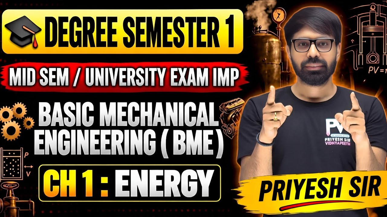 BASIC MECHANICAL ENGINEERING (BME) ✅ CHAPTER 1 MIDSEM & UNIVERSITY EXAM IMP 💥 DEGREE SEM 1 🤗