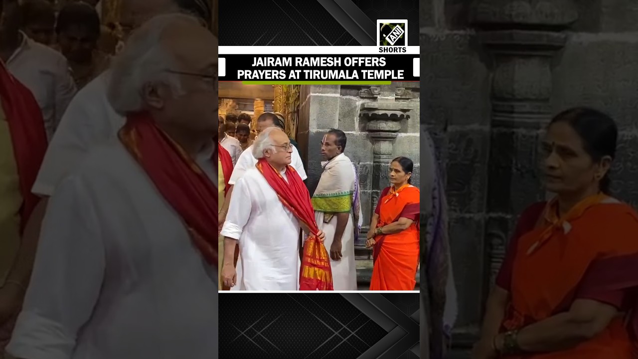 Congress MP Jairam Ramesh offers prayers at Lord Venkateswara Swamy temple in Tirumala