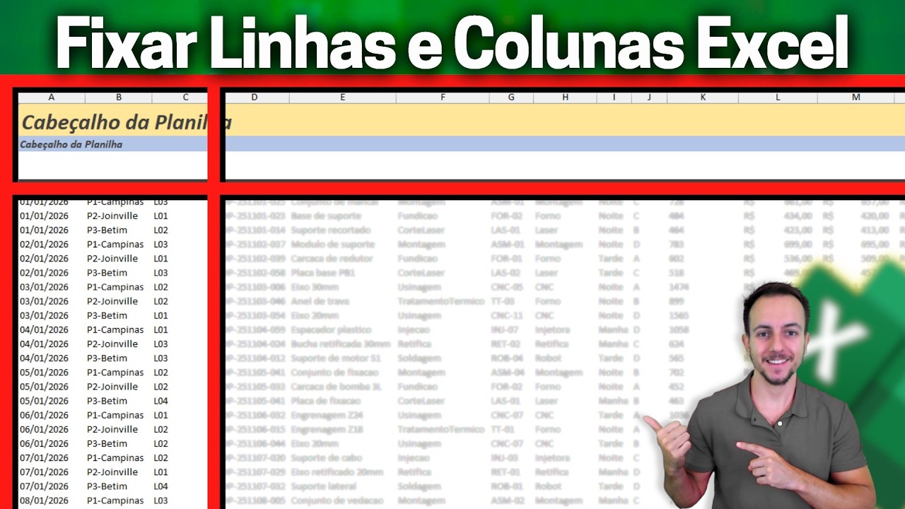 Como Congelar Linhas e Colunas ao rolar a Planilha no Excel