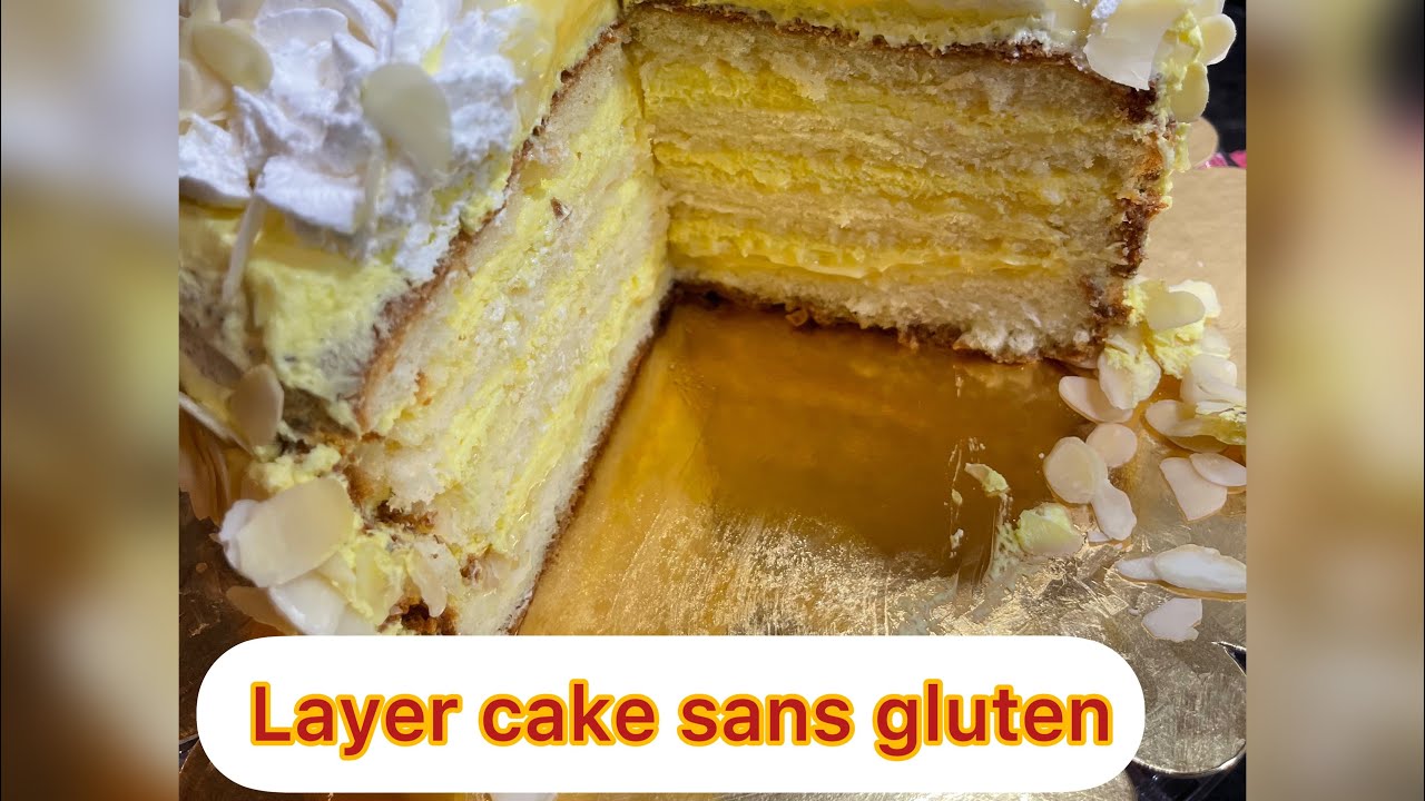 Layer cake sans gluten au citron. تورتة عيد ميلاد بدون غلوتين