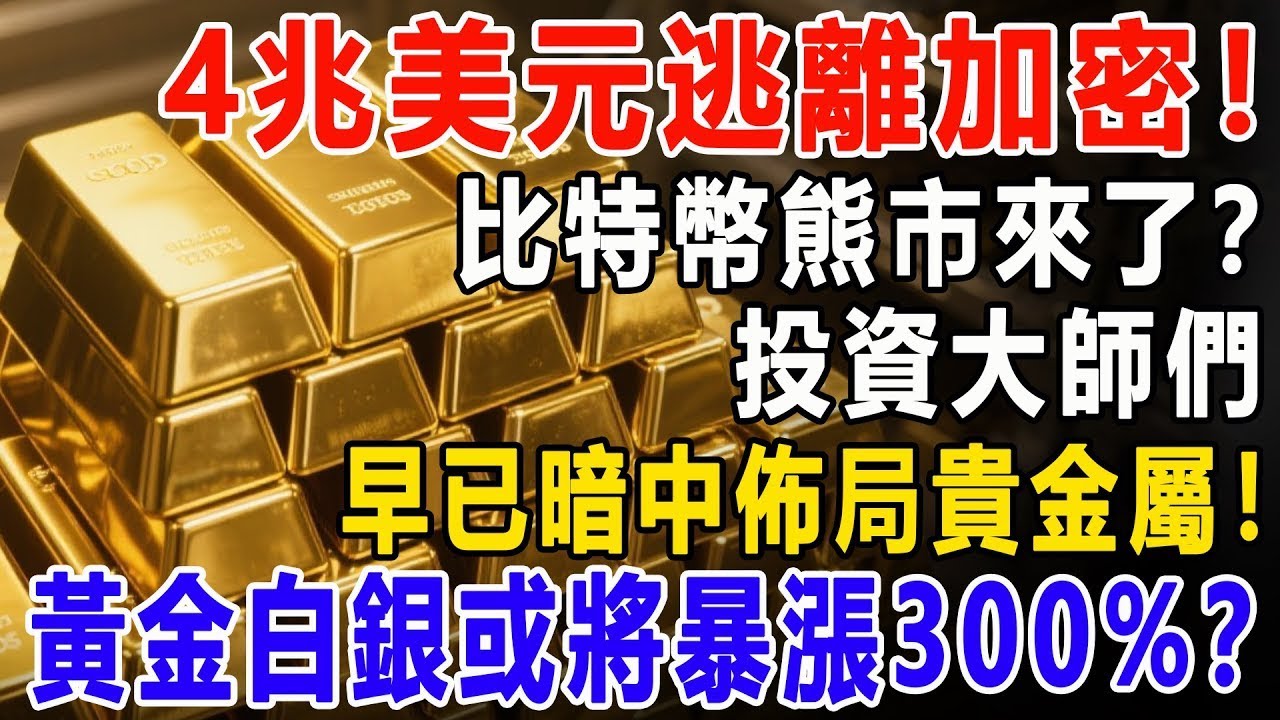 4兆美元逃離加密！比特幣熊市來了？ 投資大師們早已暗中佈局貴金屬！ 黃金白銀或將暴漲300%？#黃金#美元#比特幣#金價#理財#投資#晚年幸福#晚年生活#退休生活#養老