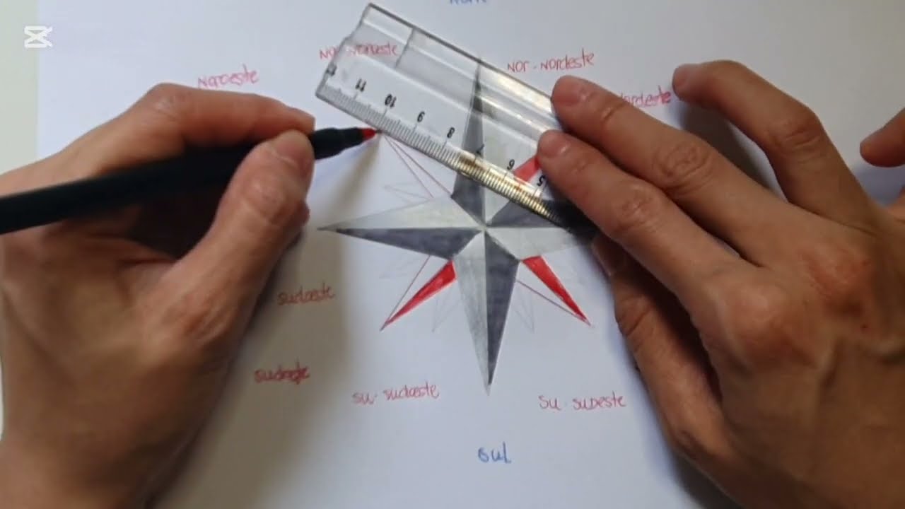 desenho da rosa dos ventos passo a passo