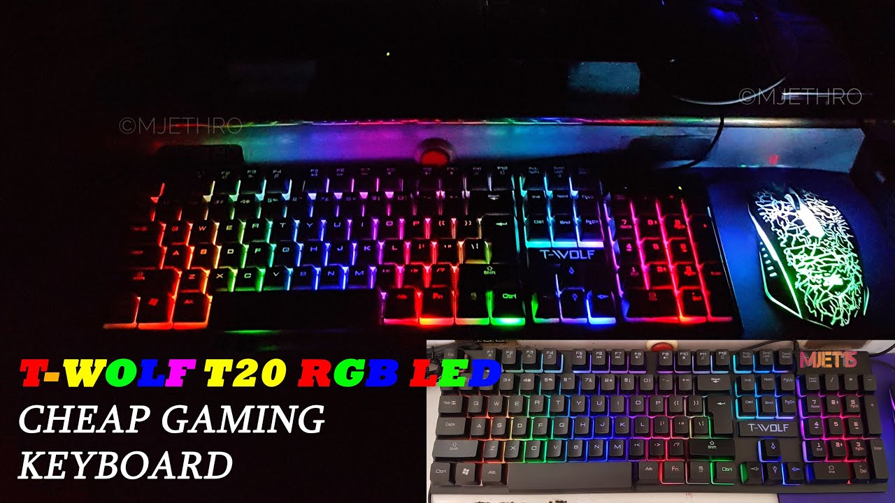 T-WOLF T20 RGB Backlight LED Cheap Gaming Keyboard Unboxing Review and Test