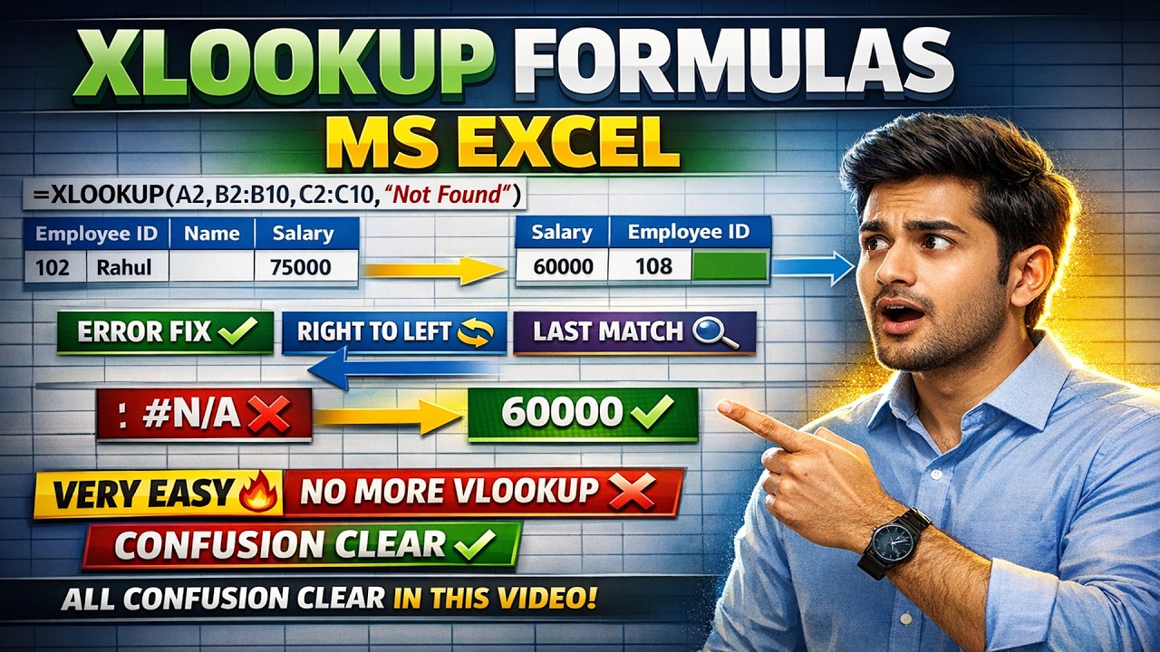 Don't Use VLOOKUP | XLOOKUP Mastery | ERROR Fix + Right to Left + Last Match | सभी Confusion खत्म
