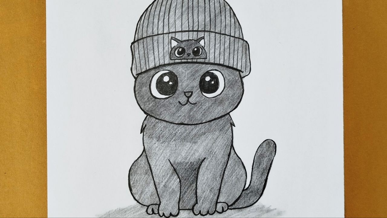 How to Draw a Cute Cat Step by Step | Easy Cat Drawing for Beginners | Easy Pencil Drawing Ideas