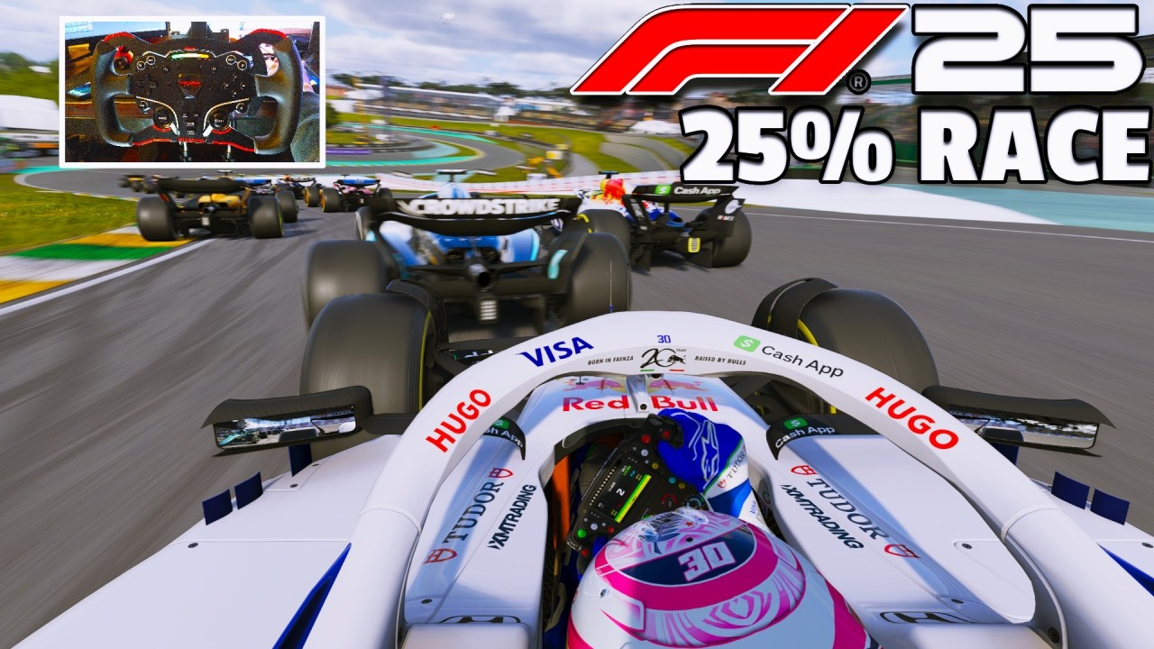 F1 25 Ultra Realistic Gameplay 4K | Liam Lawson VCARB 03 | 2025 Brazilian GP 25% Race