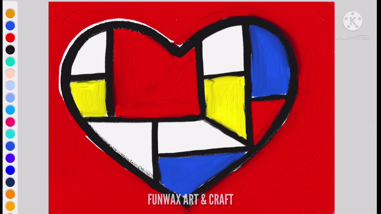 How to draw PIET MONDRIAN HEART DRAWING | Mondrian art project idea