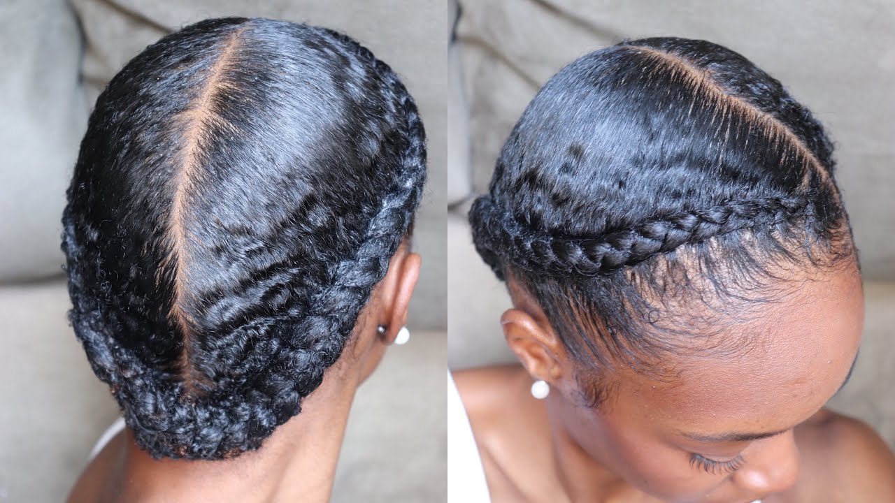 Slick Two Braids & Tuck Protective Style| Type 4 Natural Hair