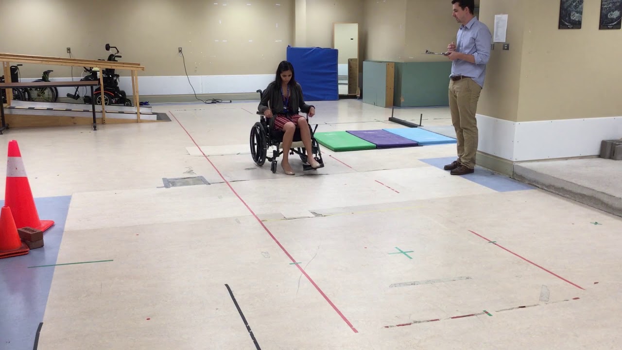 Rolls forward short distance: foot propulsion at different seat heights