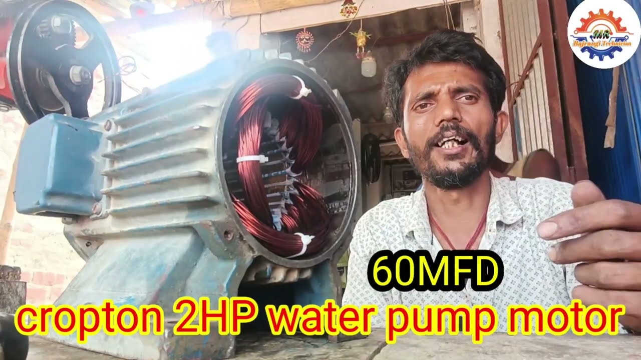 Crompton 1.5/2HP monoblock water pump motor rewinding data single phase 60MFD 220v 100%real