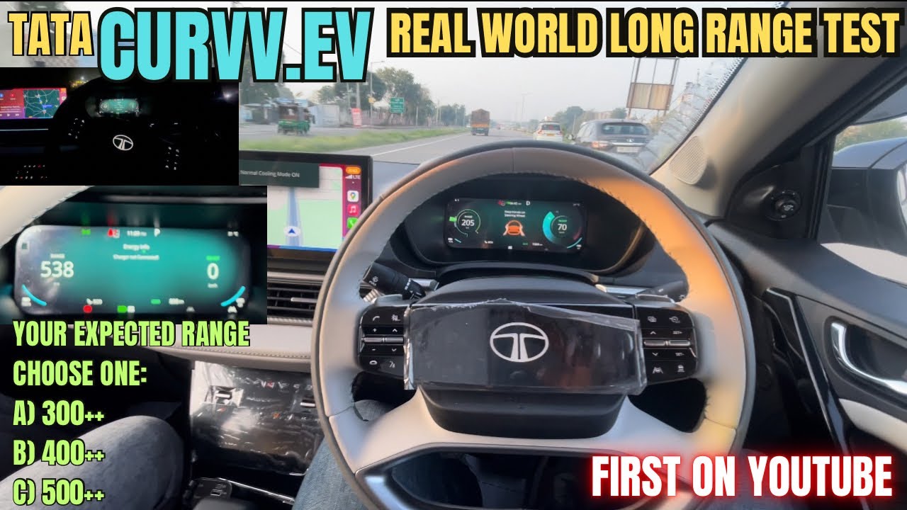 TATA CURVV EV REAL WORLD RANGE TEST | CURVV EV 55KWH REAL VS CLAIMED RANGE | REAR SEAT COMFORT