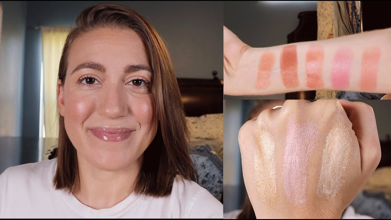 Jane Iredale Glowtime Blush and Highlighter Sticks - Swatches and Try On
