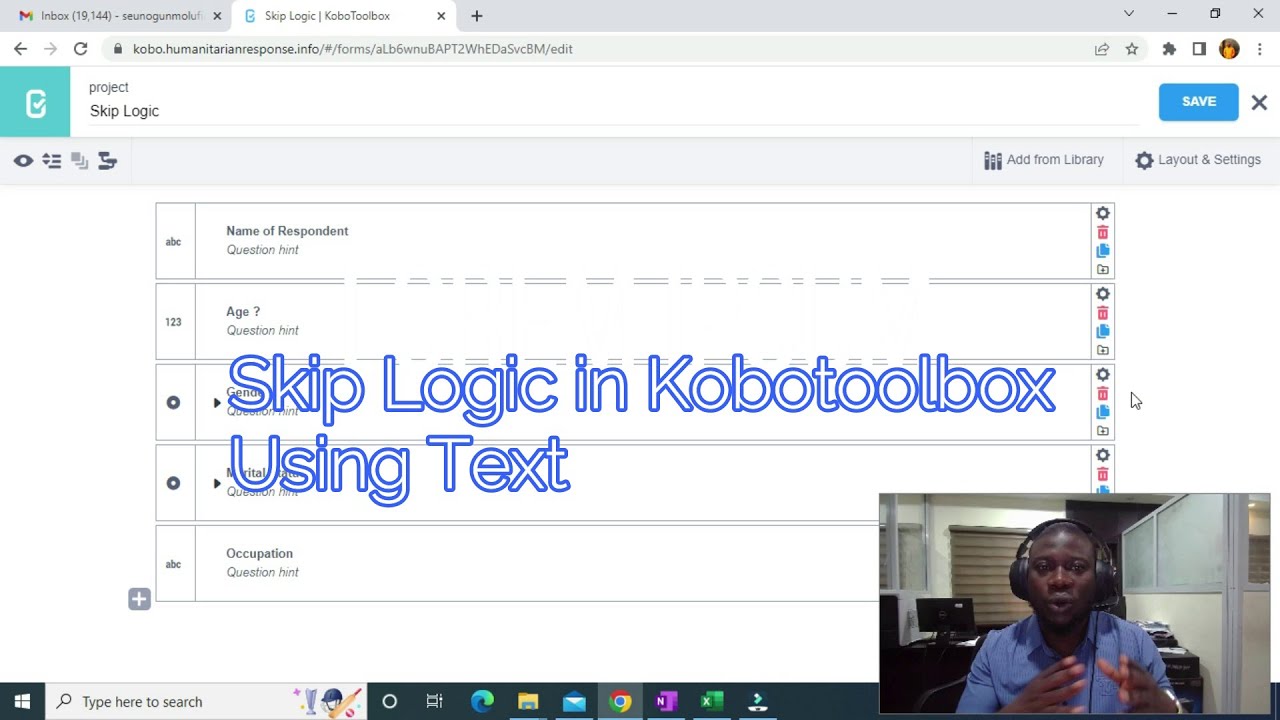 Использование логики пропуска текста в Kobotoolbox