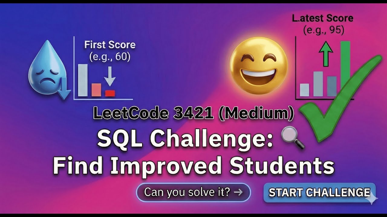 Comparing First vs.Latest Records|Can You Solve This SQL Interview Question?Find Student Improvement