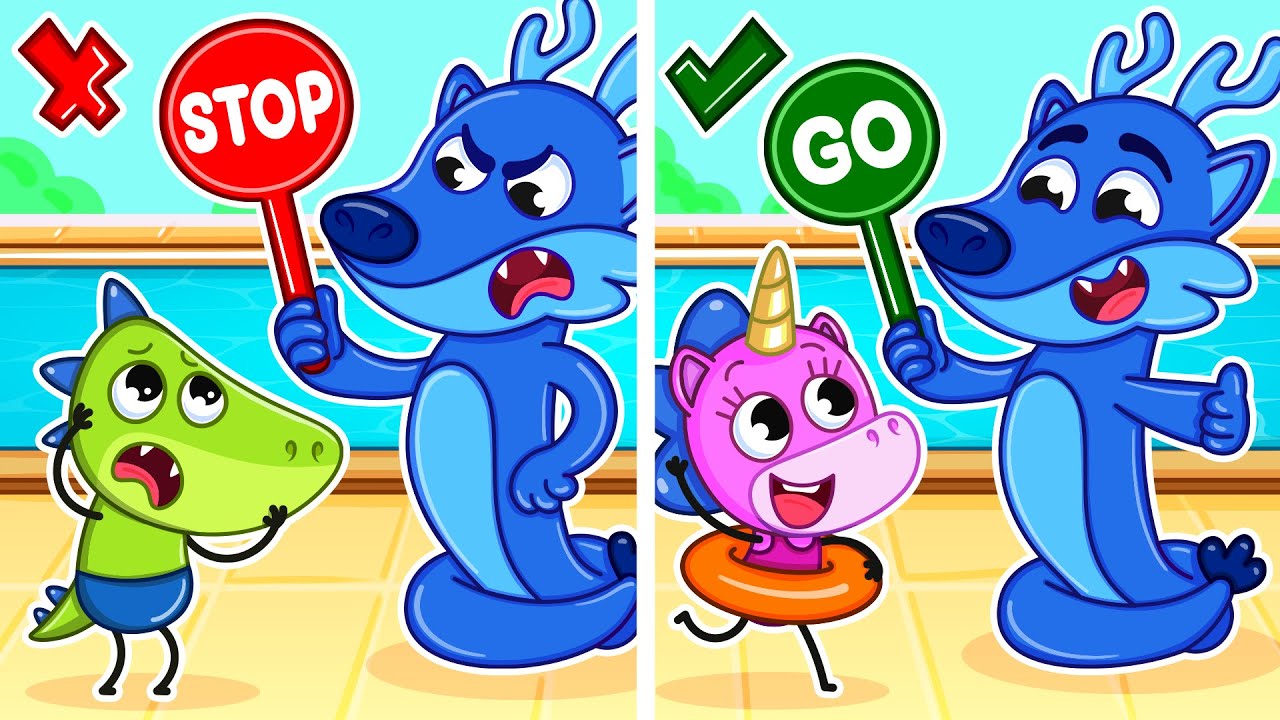 Swimming Pool Rules with Dragon! | Waterpark & More Educational Kids Cartoons 📖🤔 | Teeny Mimi🦄
