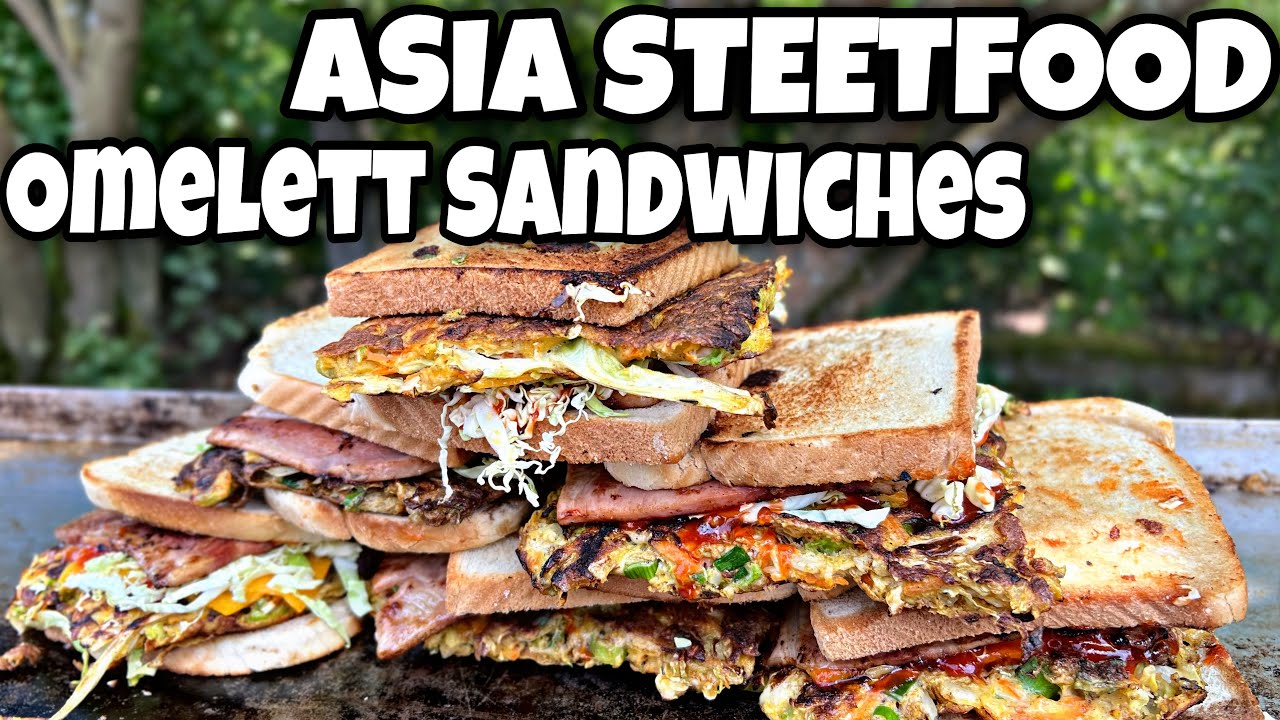 Asia Streetfood Omlette Sandwiches von der Grill Plancha