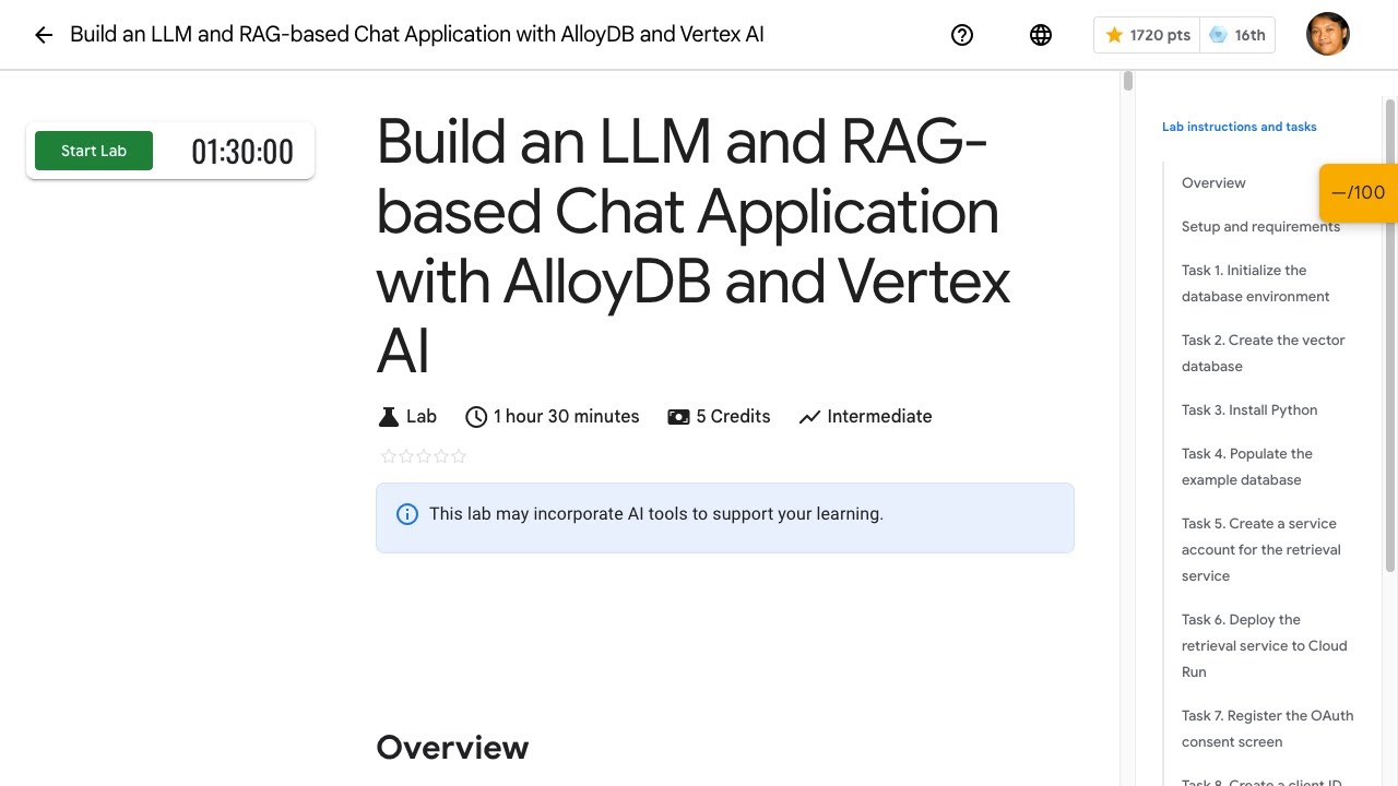 Build an LLM and RAG based Chat Application with AlloyDB and Vertex AI