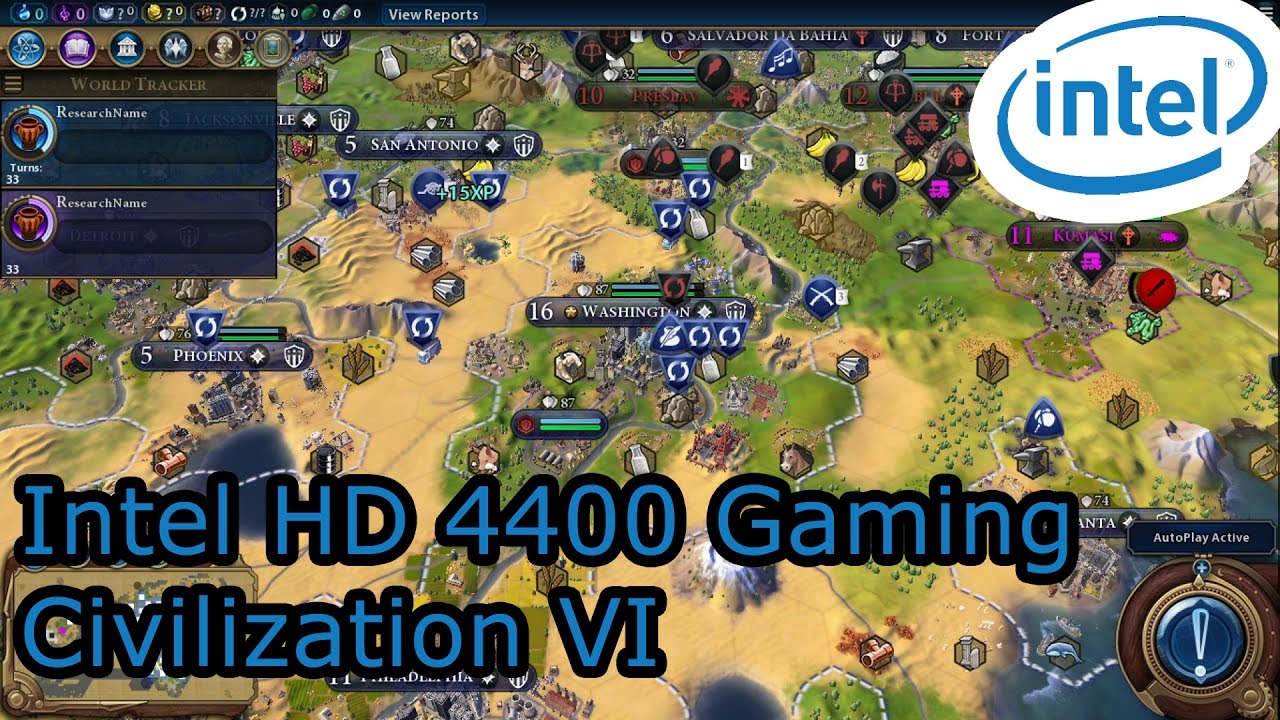 Intel HD 4400 Gaming - Civilization VI - i3-4005U, i5-4210U, i7-4500U