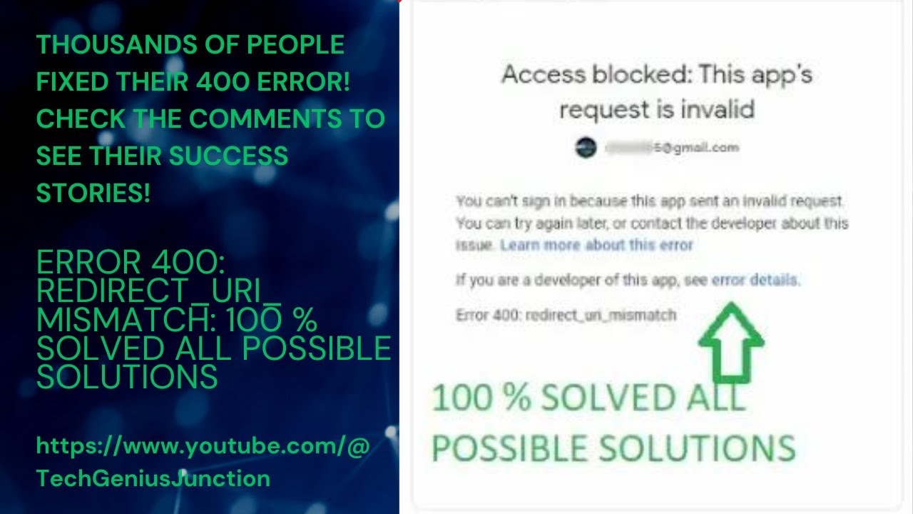OAuth 2.0 and Google APIs: Troubleshooting 400 Error Due to Redirect URI Mismatch