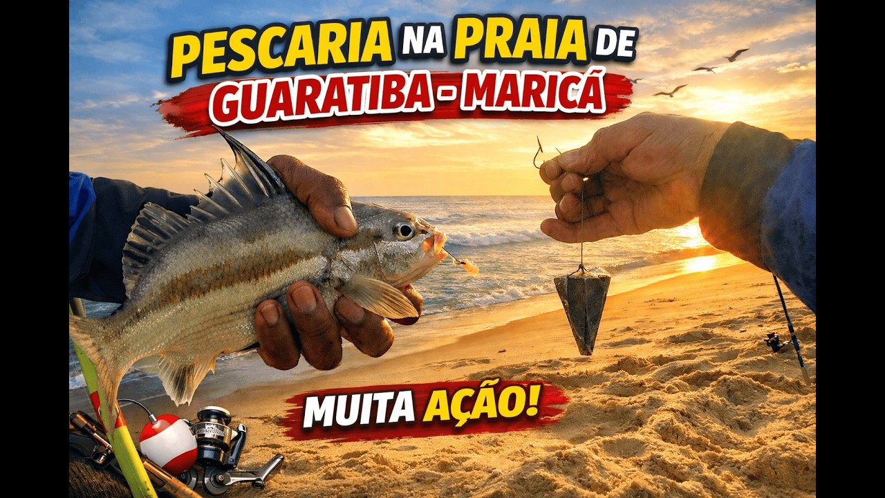 🌅🎣 Pescaria na Praia de Guaratiba – Maricá RJ | Dia de pesca na areia!