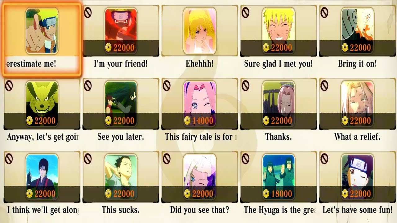 NARUTO X BORUTO Ultimate Ninja STORM CONNECTIONS - All Stamps