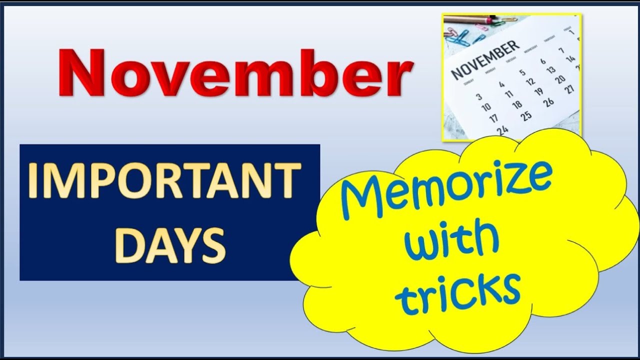 November Important Days Trick || Memorize November important days - STORY | MCQ November Days