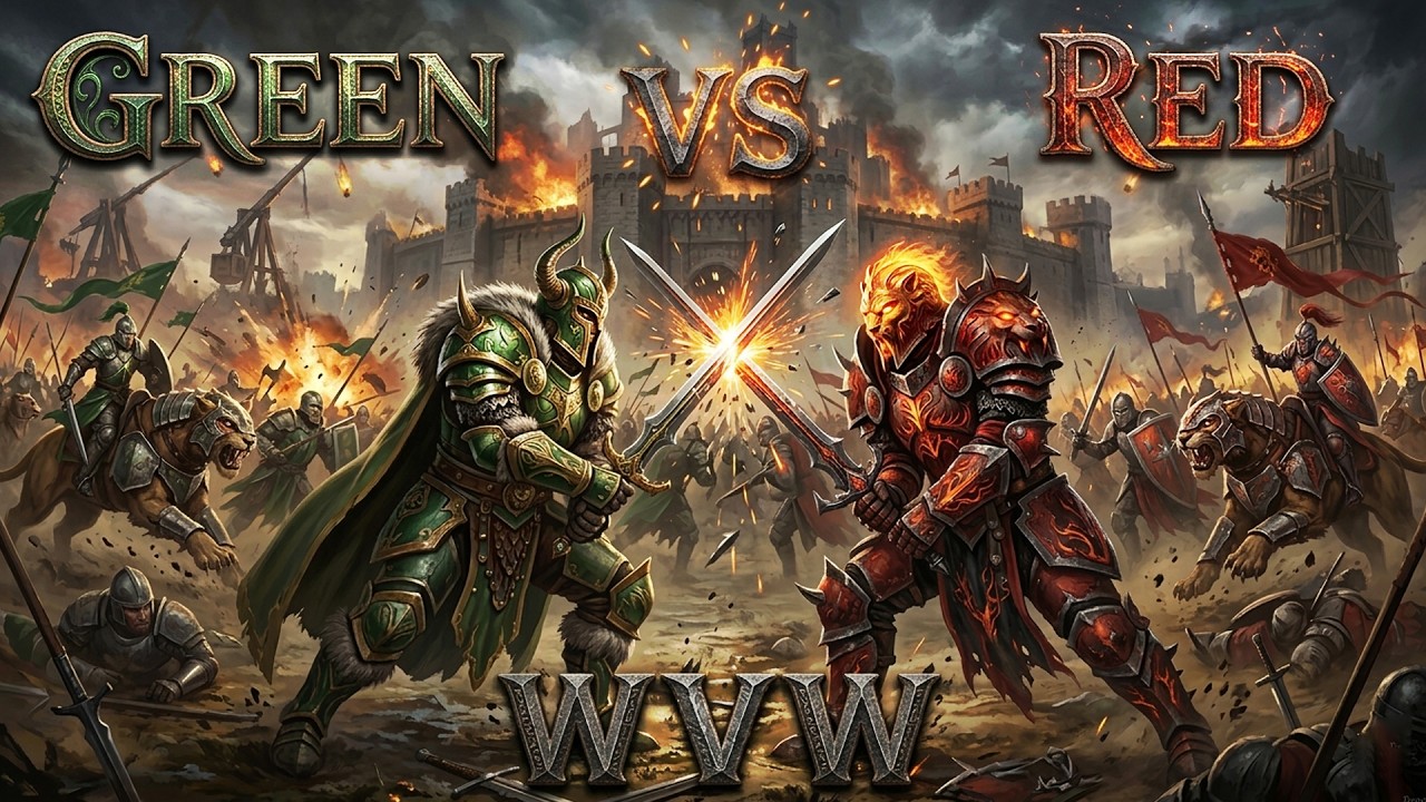 RED vs GREEN WAR! | Massive WvW Fight at the Castle | Guild Wars 2