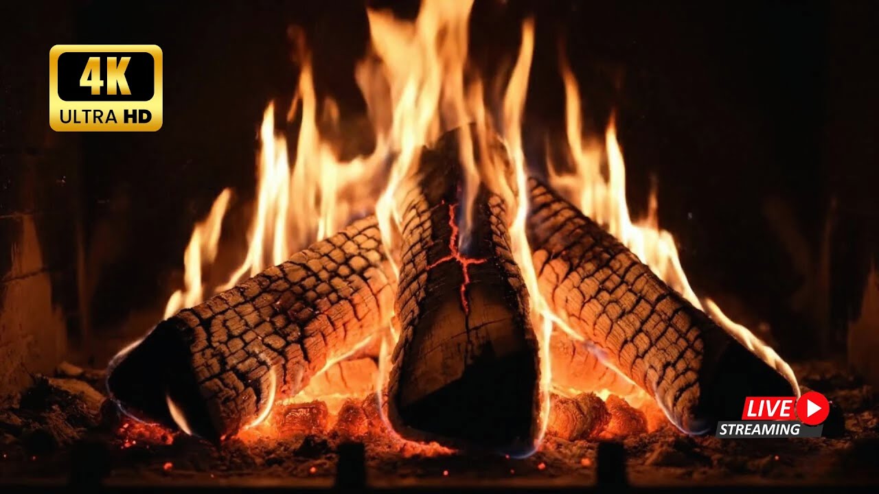 4K Cozy Fireplace Live – Relaxing Fire Sounds | Sleep, Study, Chill