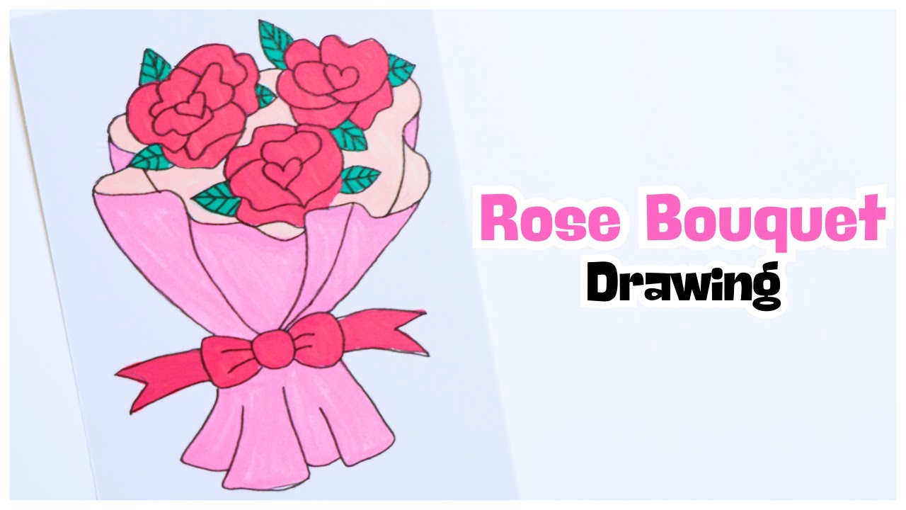 How to Draw a Rose Bouquet Easy 🌹 Step by Step Rose Flower Drawing & Coloring