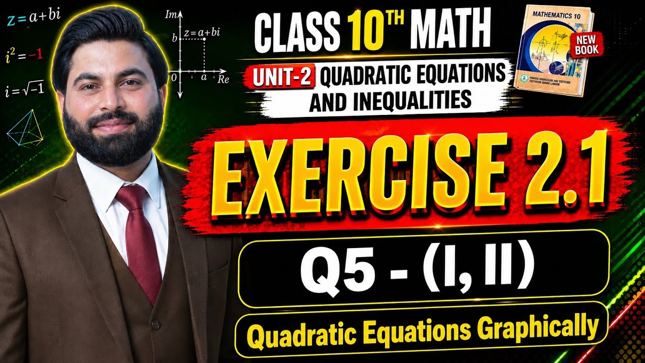 Class 10th Math New Book Ch 2 Exercise 2.1 Q5 (i,ii)-10 Math E.X 2.1-Quadratic Equation Graphically 