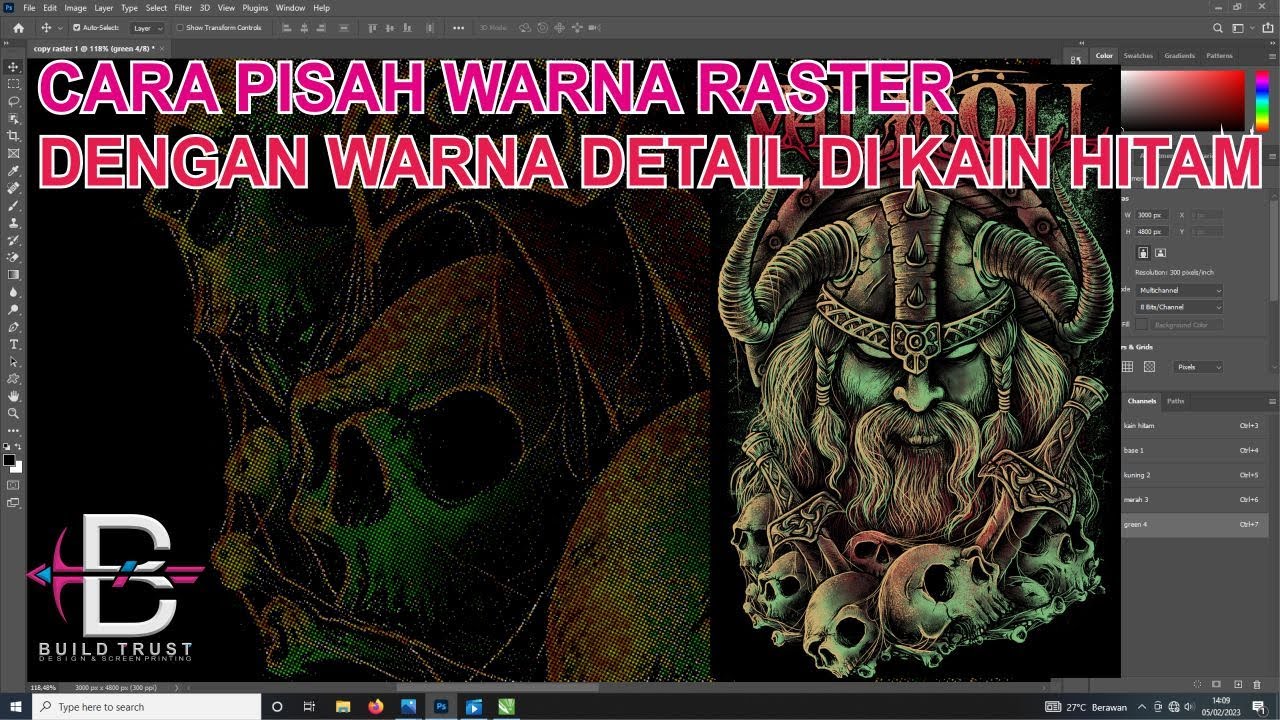 TUTORIAL CARA PISAH WARNA RASTER DI KAIN HITAM DENGAN DETAL