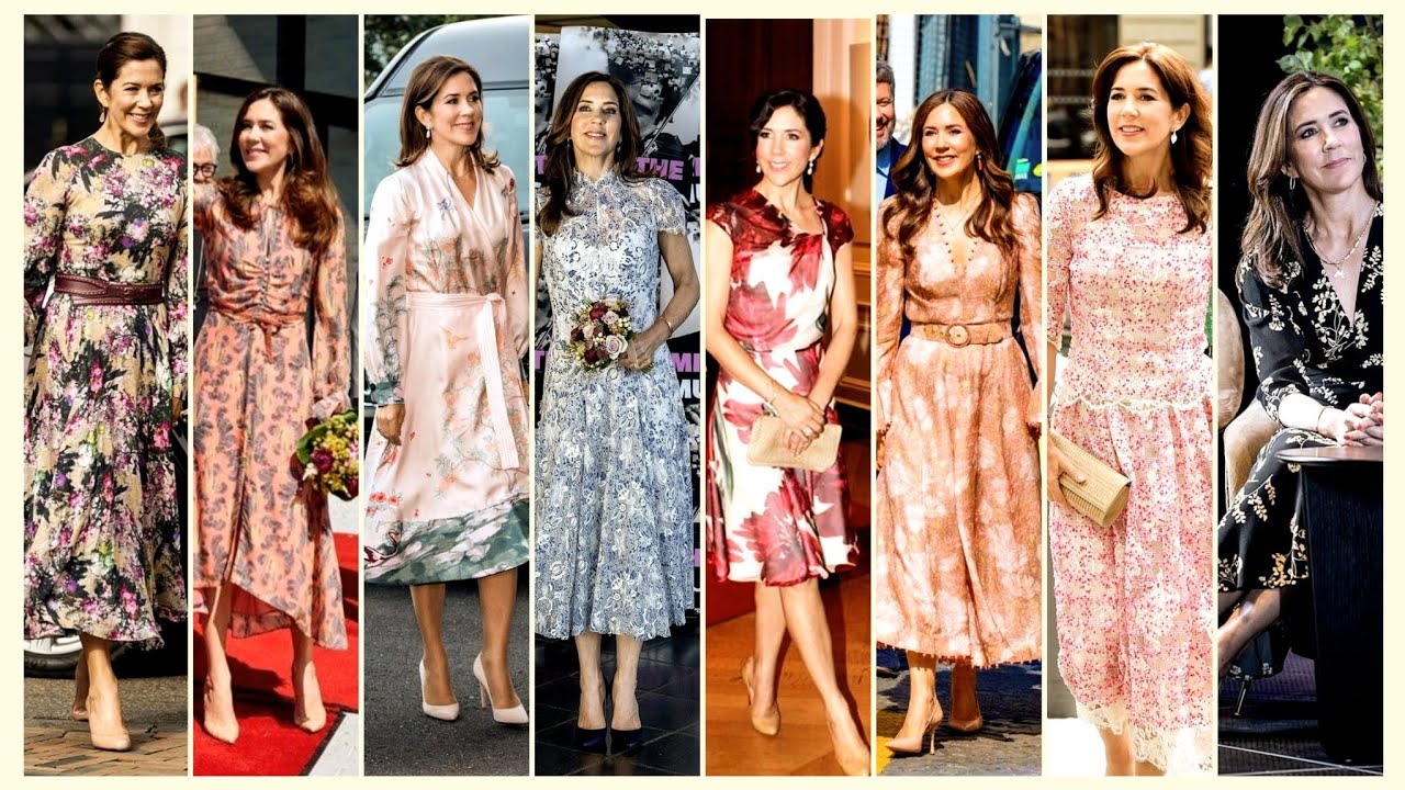Crown Princess Mary of Denmark look in midi floral dresses #houseoffashion #princessmary #royals