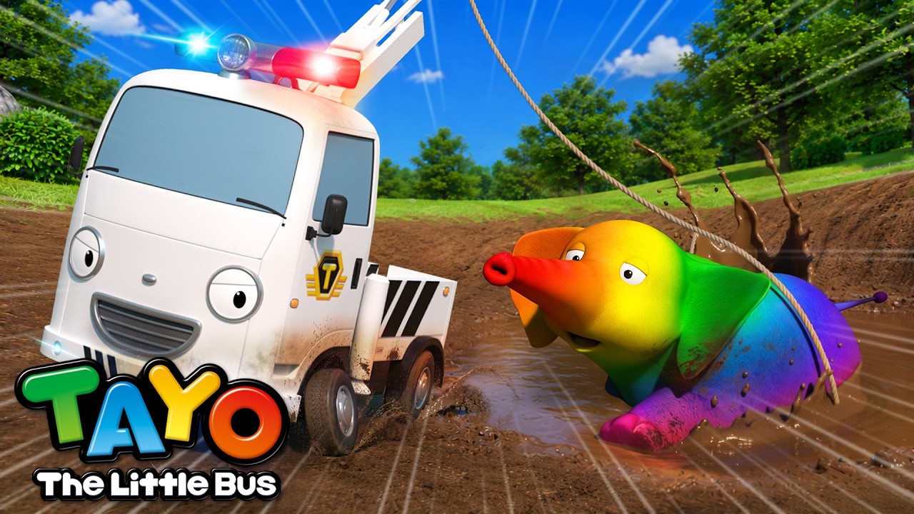 Colorful Rainbow Elephant Rescue | Learn Colors with Rescue Team | for Kids | Tayo the Little Bus