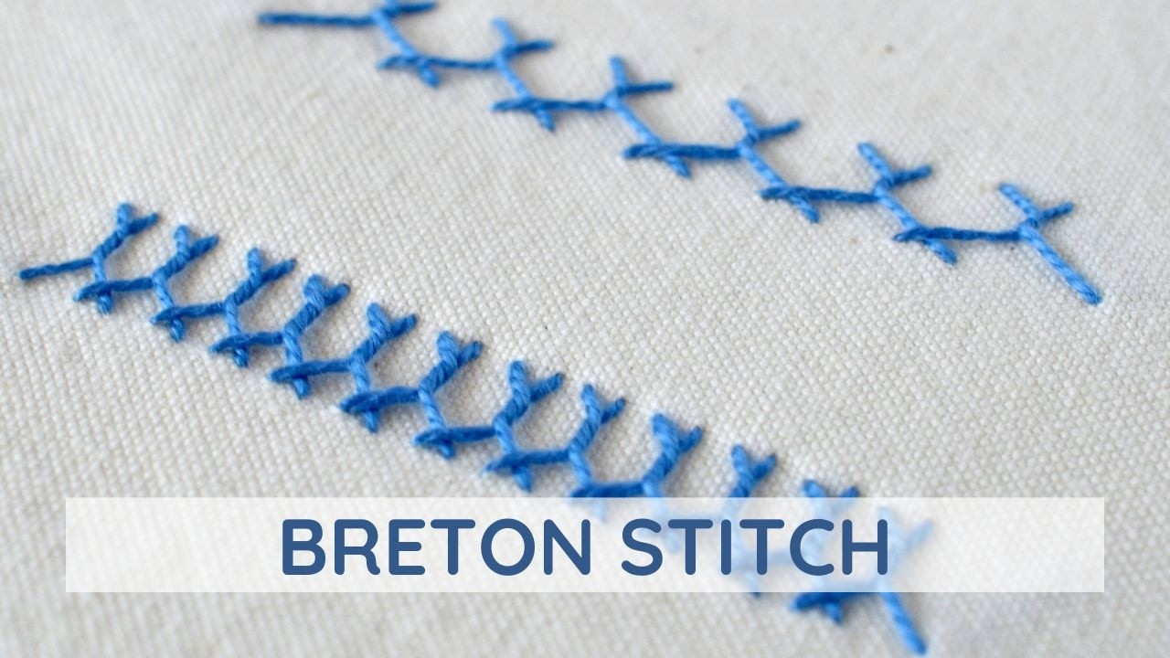 How to Embroider the Breton Stitch | Twisted Herringbone Stitch Tutorial for Decorative Borders