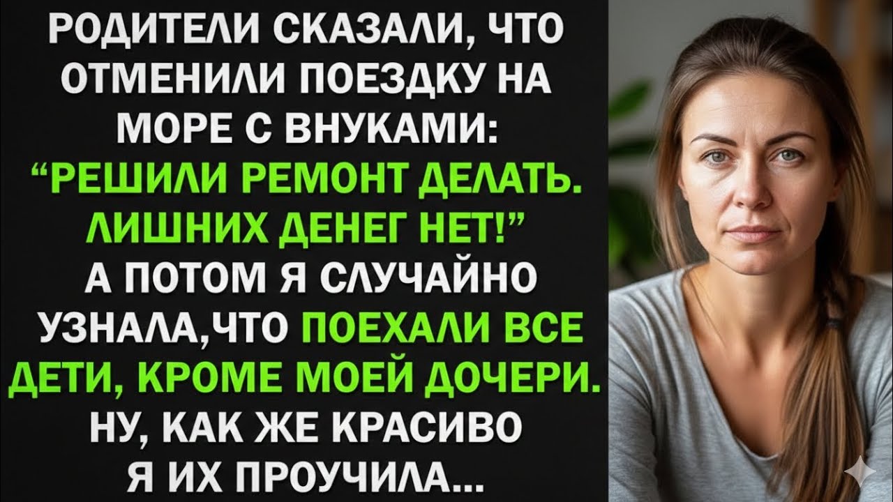 Родители соврали, что отменили поездку на море с внуками, чтобы не брать мою дочь. Тогда я...