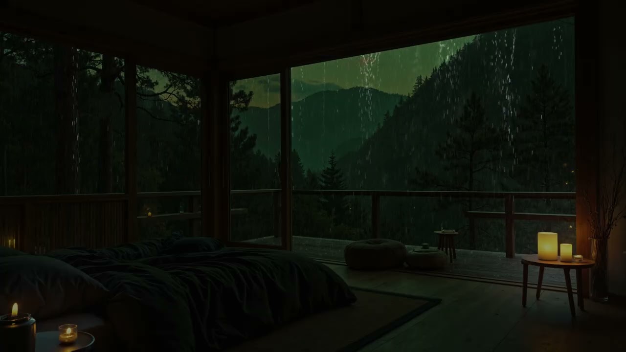 Peaceful Deep Forest Rain Sounds (No Ads) 🌧 | Dark Bedroom Ambience for Deep Sleep & Relaxation