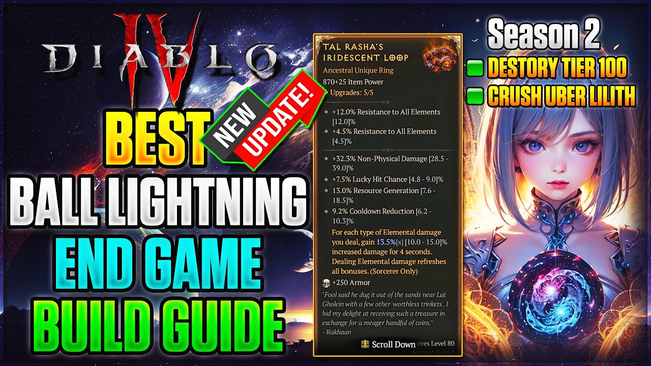 NEW PERFECTED Season 2 END GAME Ball Lightning Sorcerer Build Guide | Diablo 4