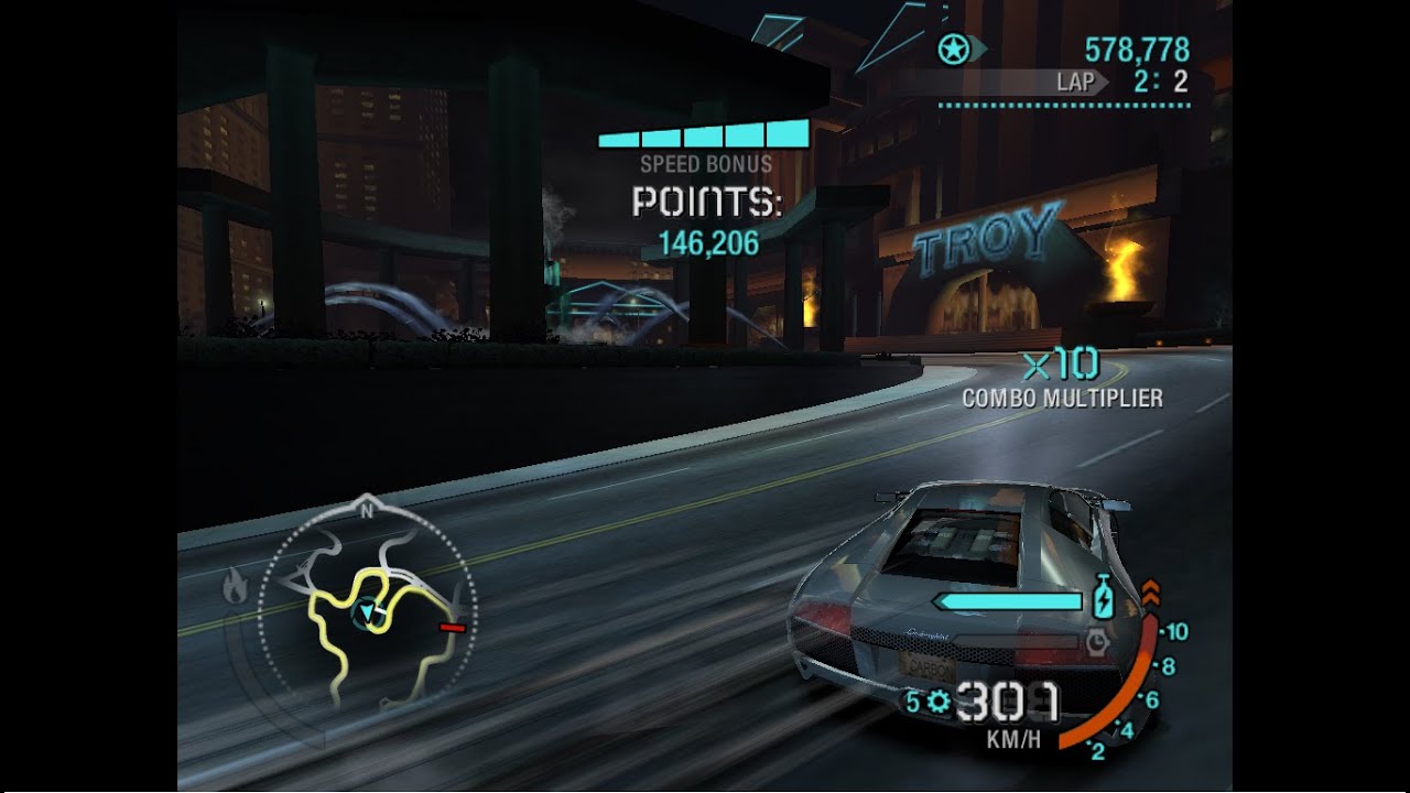 NFS Carbon DRIFT | Starlight Strip | 2 laps Lamborghini Murciélago LP640 (keyboard)